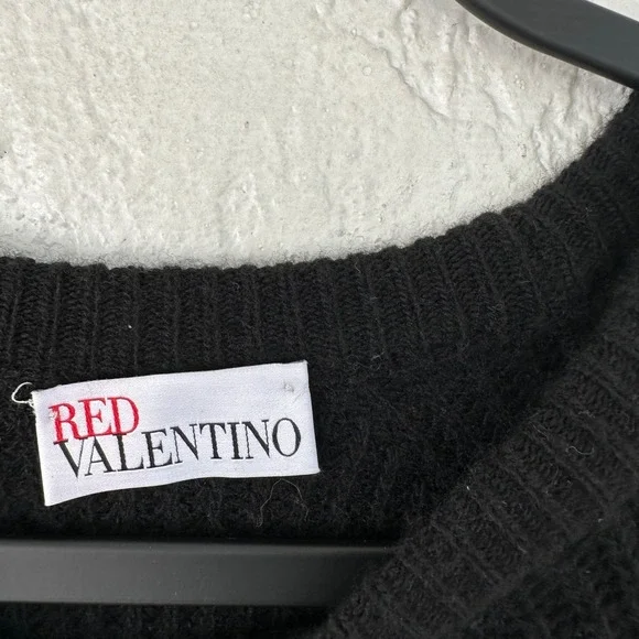 RED Valentino Wool Cashmere Silk Floral Applique Balloon Sleeve Sweater Women S - Picture 4 of 8